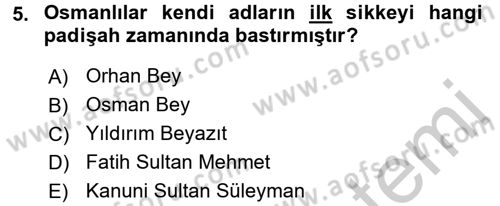 Osmanlı İktisat Tarihi Dersi 2016 - 2017 Yılı 3 Ders Sınav Soruları 5. Soru