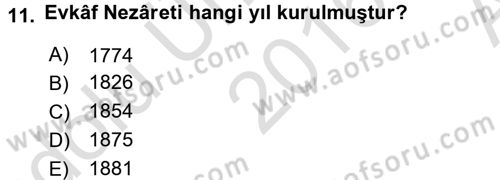 Osmanlı İktisat Tarihi Dersi 2016 - 2017 Yılı (Vize) Ara Sınav Soruları 11. Soru