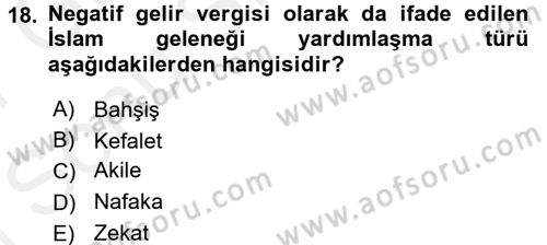 Osmanlı İktisat Tarihi Dersi 2016 - 2017 Yılı (Final) Dönem Sonu Sınav Soruları 18. Soru