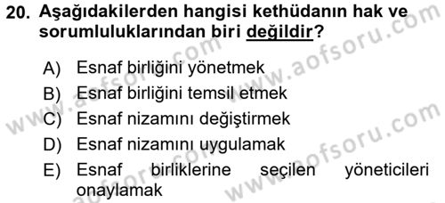 Osmanlı İktisat Tarihi Dersi 2016 - 2017 Yılı (Final) Dönem Sonu Sınav Soruları 20. Soru