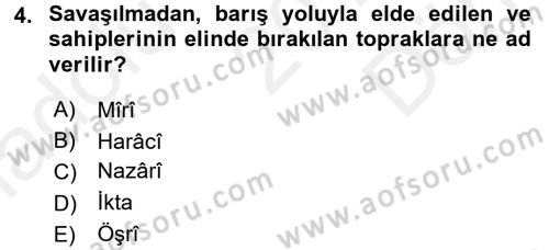 Osmanlı İktisat Tarihi Dersi 2016 - 2017 Yılı (Final) Dönem Sonu Sınav Soruları 4. Soru