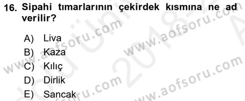 Osmanlı İktisat Tarihi Dersi Ara Sınavı Deneme Sınav Soruları 16. Soru