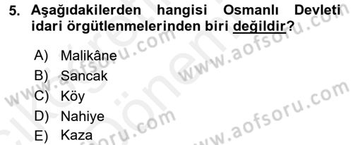 Osmanlı İktisat Tarihi Dersi Ara Sınavı Deneme Sınav Soruları 5. Soru