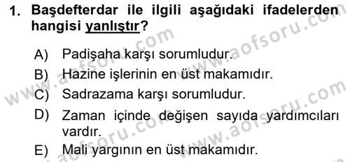 Osmanlı İktisat Tarihi Dersi 2018 - 2019 Yılı Yaz Okulu Sınav Soruları 1. Soru