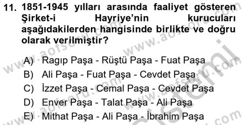 Osmanlı İktisat Tarihi Dersi 2018 - 2019 Yılı Yaz Okulu Sınav Soruları 11. Soru