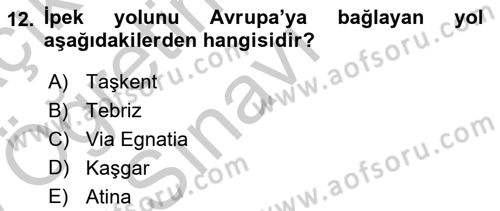 Osmanlı İktisat Tarihi Dersi 2018 - 2019 Yılı Yaz Okulu Sınav Soruları 12. Soru