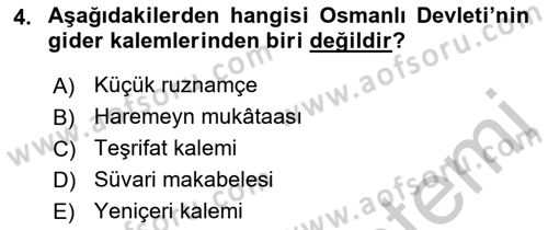 Osmanlı İktisat Tarihi Dersi 2018 - 2019 Yılı Yaz Okulu Sınav Soruları 4. Soru