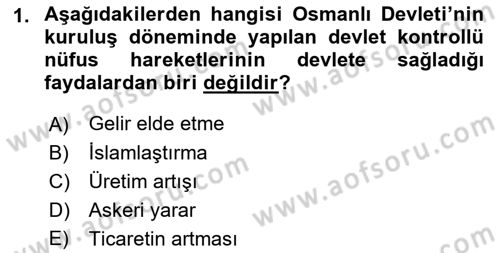 Osmanlı İktisat Tarihi Dersi Ara Sınavı Deneme Sınav Soruları 1. Soru