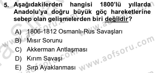 Osmanlı İktisat Tarihi Dersi Ara Sınavı Deneme Sınav Soruları 5. Soru