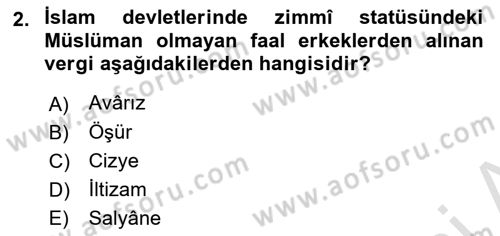 Osmanlı İktisat Tarihi Dersi 2019 - 2020 Yılı (Final) Dönem Sonu Sınav Soruları 2. Soru