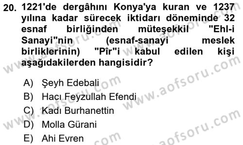 Osmanlı İktisat Tarihi Dersi 2019 - 2020 Yılı (Final) Dönem Sonu Sınav Soruları 20. Soru