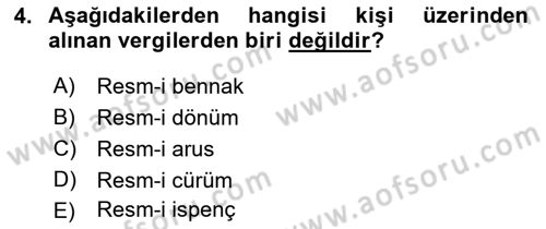 Osmanlı İktisat Tarihi Dersi 2019 - 2020 Yılı (Final) Dönem Sonu Sınav Soruları 4. Soru