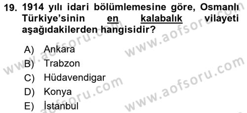 Osmanlı İktisat Tarihi Dersi 2021 - 2022 Yılı (Vize) Ara Sınav Soruları 19. Soru