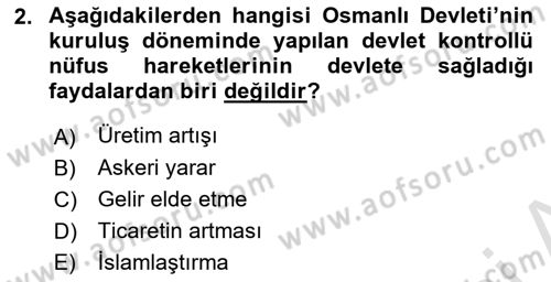 Osmanlı İktisat Tarihi Dersi Ara Sınavı Deneme Sınav Soruları 2. Soru