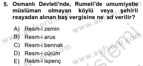Osmanlı İktisat Tarihi Dersi 2021 - 2022 Yılı (Vize) Ara Sınav Soruları 5. Soru