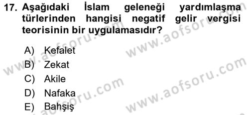 Osmanlı İktisat Tarihi Dersi 2021 - 2022 Yılı (Final) Dönem Sonu Sınav Soruları 17. Soru