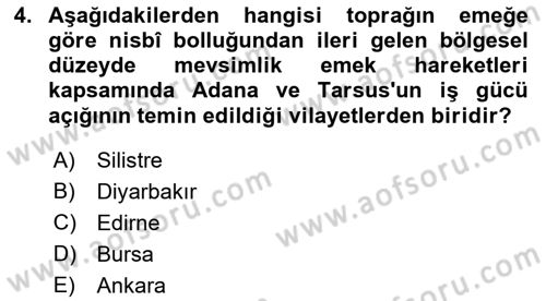 Osmanlı İktisat Tarihi Dersi 2021 - 2022 Yılı (Final) Dönem Sonu Sınav Soruları 4. Soru