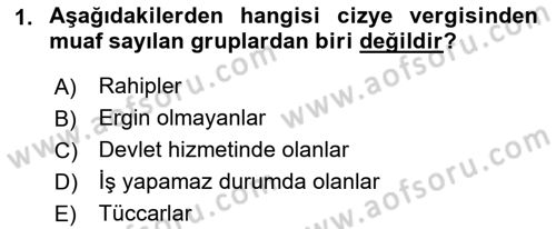 Osmanlı İktisat Tarihi Dersi 2021 - 2022 Yılı Yaz Okulu Sınav Soruları 1. Soru