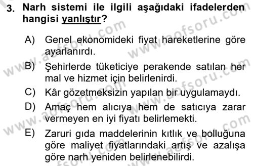 Osmanlı İktisat Tarihi Dersi 2021 - 2022 Yılı Yaz Okulu Sınav Soruları 3. Soru