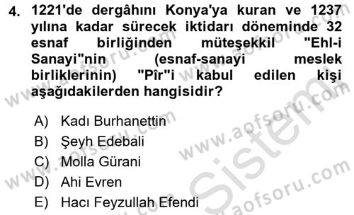 Osmanlı İktisat Tarihi Dersi 2021 - 2022 Yılı Yaz Okulu Sınav Soruları 4. Soru