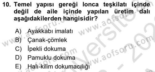 Osmanlı İktisat Tarihi Dersi Ara Sınavı Deneme Sınav Soruları 10. Soru
