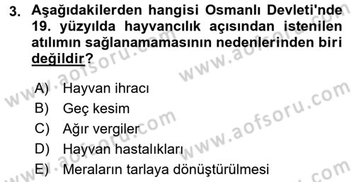 Osmanlı İktisat Tarihi Dersi Ara Sınavı Deneme Sınav Soruları 3. Soru