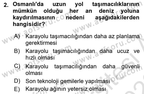 Osmanlı İktisat Tarihi Dersi 2022 - 2023 Yılı (Final) Dönem Sonu Sınav Soruları 2. Soru