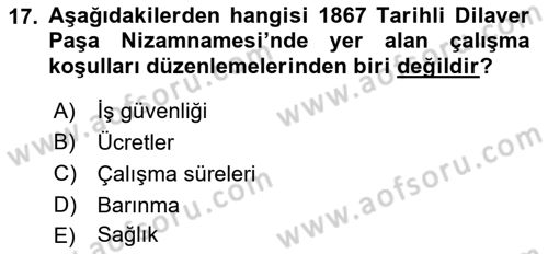 Osmanlı İktisat Tarihi Dersi 2022 - 2023 Yılı Yaz Okulu Sınav Soruları 17. Soru