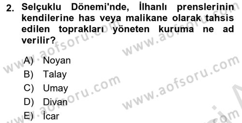 Osmanlı İktisat Tarihi Dersi 2022 - 2023 Yılı Yaz Okulu Sınav Soruları 2. Soru