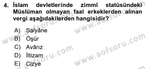 Osmanlı İktisat Tarihi Dersi 2022 - 2023 Yılı Yaz Okulu Sınav Soruları 4. Soru