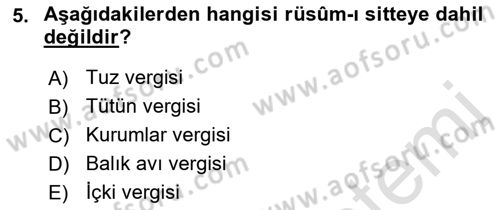 Osmanlı İktisat Tarihi Dersi 2022 - 2023 Yılı Yaz Okulu Sınav Soruları 5. Soru