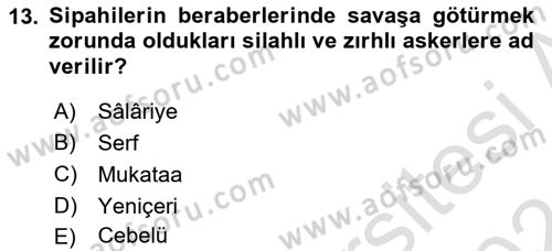 Osmanlı İktisat Tarihi Dersi Ara Sınavı Deneme Sınav Soruları 13. Soru