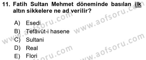 Osmanlı İktisat Tarihi Dersi 2023 - 2024 Yılı (Final) Dönem Sonu Sınav Soruları 11. Soru