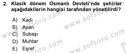 Osmanlı İktisat Tarihi Dersi 2023 - 2024 Yılı (Final) Dönem Sonu Sınav Soruları 2. Soru