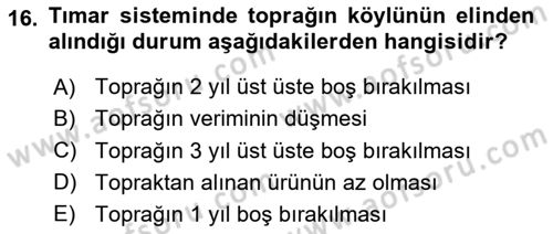 Osmanlı İktisat Tarihi Dersi Ara Sınavı Deneme Sınav Soruları 16. Soru