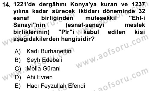 Osmanlı İktisat Tarihi Dersi 2024 - 2025 Yılı (Final) Dönem Sonu Sınav Soruları 14. Soru