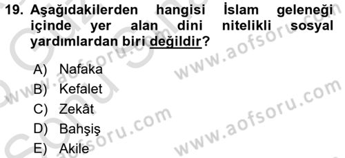 Osmanlı İktisat Tarihi Dersi 2024 - 2025 Yılı (Final) Dönem Sonu Sınav Soruları 19. Soru