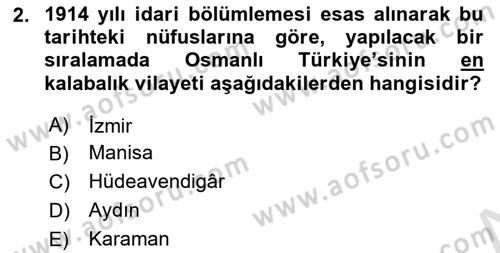 Osmanlı İktisat Tarihi Dersi 2024 - 2025 Yılı (Final) Dönem Sonu Sınav Soruları 2. Soru