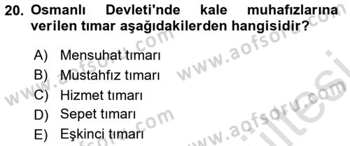 Osmanlı İktisat Tarihi Dersi 2025 - 2026 Yılı (Vize) Ara Sınav Soruları 20. Soru