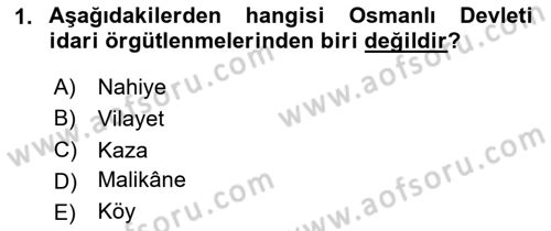 Osmanlı İktisat Tarihi Dersi 2025 - 2026 Yılı (Final) Dönem Sonu Sınav Soruları 1. Soru