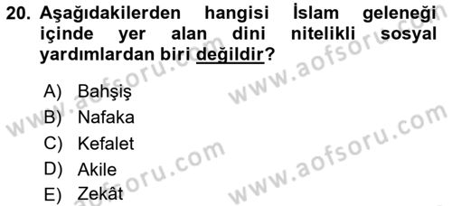 Osmanlı İktisat Tarihi Dersi 2025 - 2026 Yılı (Final) Dönem Sonu Sınav Soruları 20. Soru