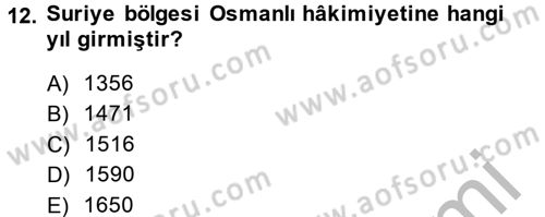 Modern Ortadoğu Tarihi Dersi 2013 - 2014 Yılı (Vize) Ara Sınav Soruları 12. Soru