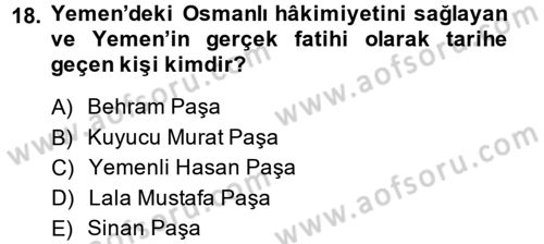 Modern Ortadoğu Tarihi Dersi 2013 - 2014 Yılı (Vize) Ara Sınav Soruları 18. Soru