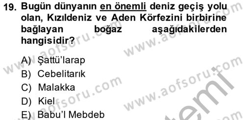 Modern Ortadoğu Tarihi Dersi 2013 - 2014 Yılı (Vize) Ara Sınav Soruları 19. Soru
