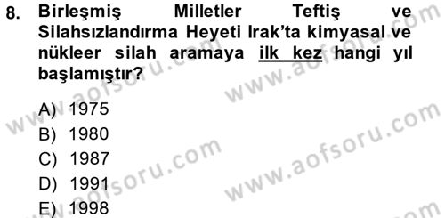 Modern Ortadoğu Tarihi Dersi 2013 - 2014 Yılı (Vize) Ara Sınav Soruları 8. Soru