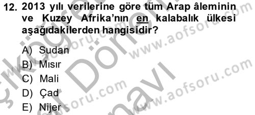 Modern Ortadoğu Tarihi Dersi 2013 - 2014 Yılı (Final) Dönem Sonu Sınav Soruları 12. Soru