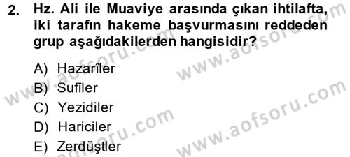 Modern Ortadoğu Tarihi Dersi 2013 - 2014 Yılı (Final) Dönem Sonu Sınav Soruları 2. Soru