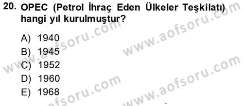 Modern Ortadoğu Tarihi Dersi 2013 - 2014 Yılı (Final) Dönem Sonu Sınav Soruları 20. Soru