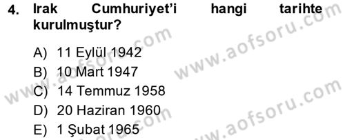 Modern Ortadoğu Tarihi Dersi 2013 - 2014 Yılı (Final) Dönem Sonu Sınav Soruları 4. Soru