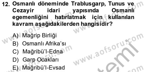 Modern Ortadoğu Tarihi Dersi 2014 - 2015 Yılı (Final) Dönem Sonu Sınavı 12. Soru